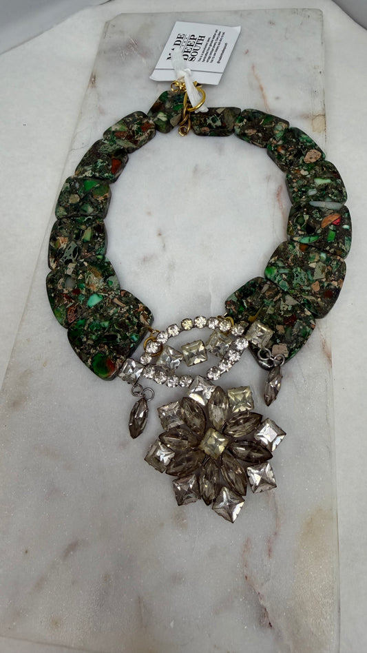 Made- 1960s Jasper camo necklace