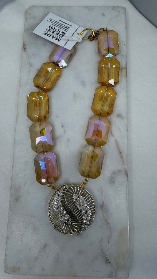 MADE- 1950s brooch & crystal necklace