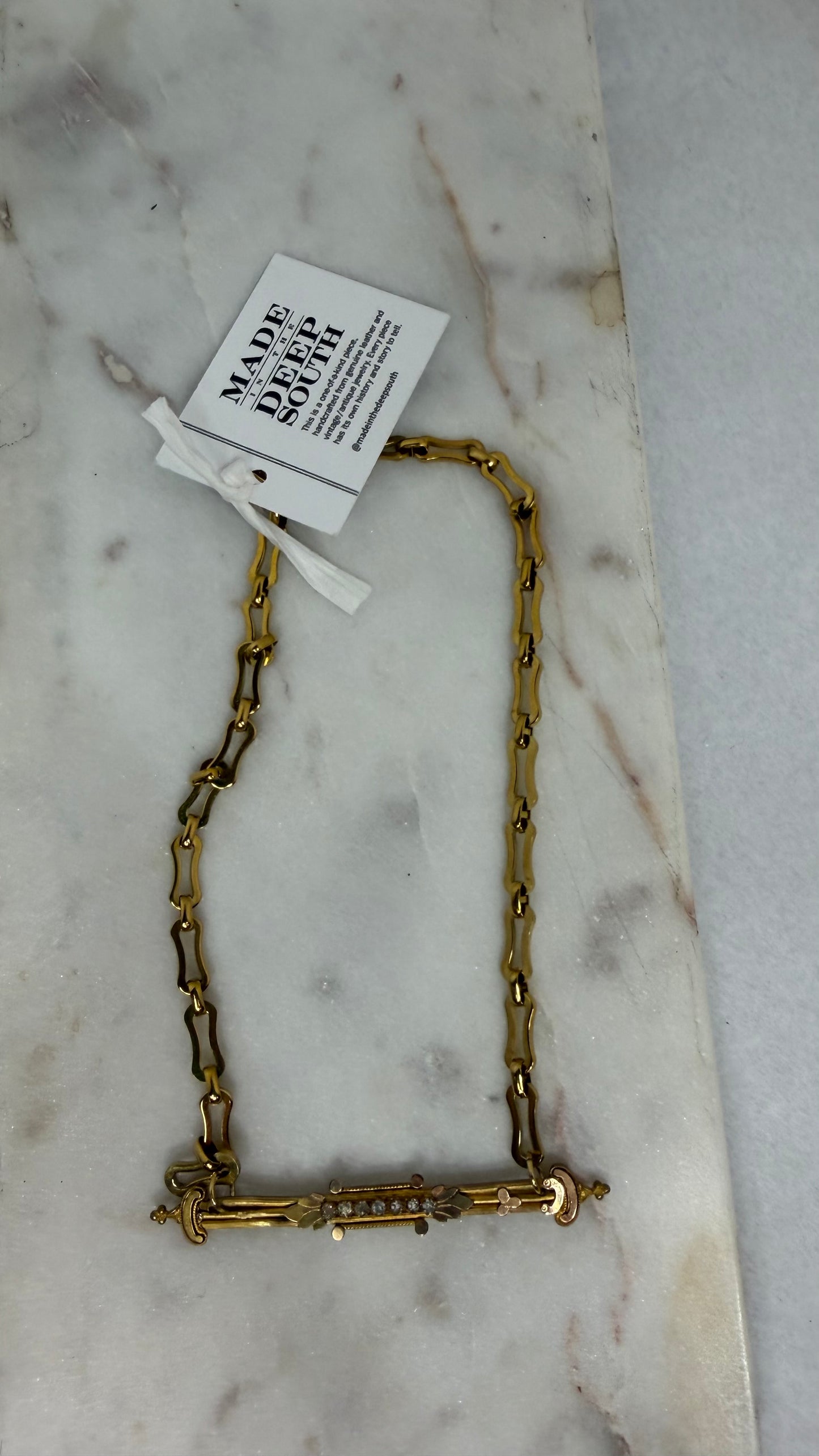 Made 1800s bar pin necklace