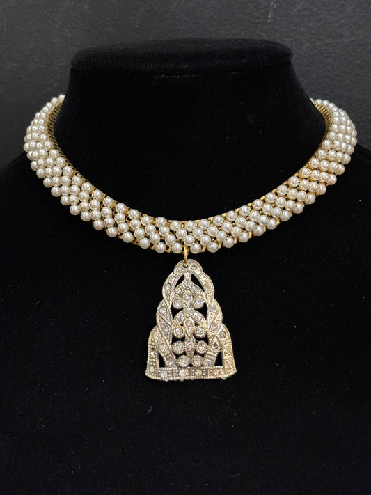 MADE - Pearl with Fur Clip Necklace