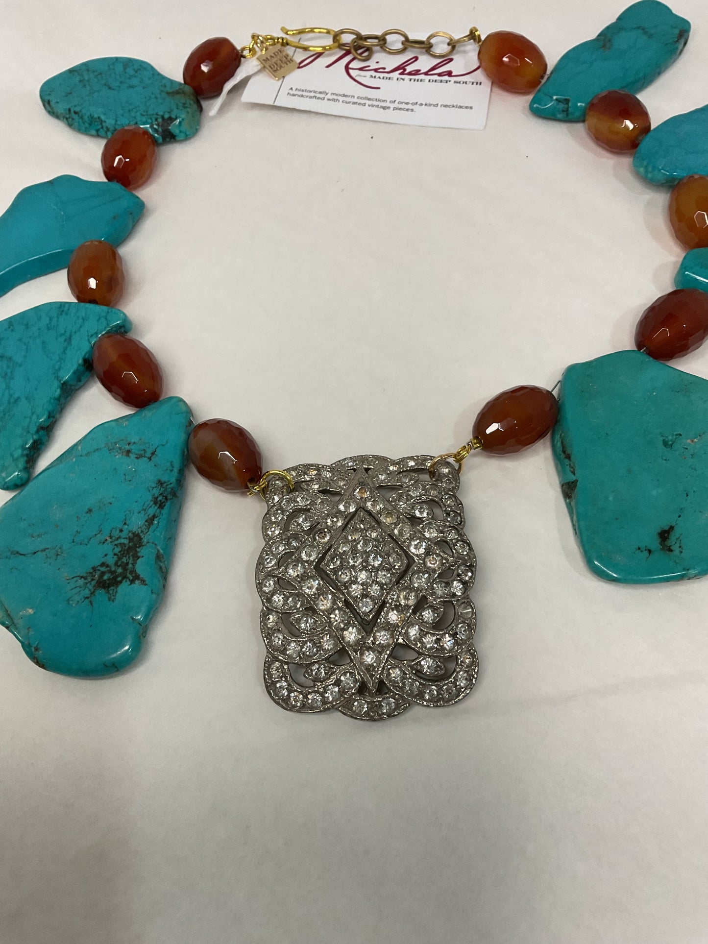 Made shoe buckle necklace