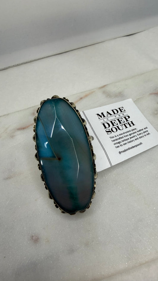 Made blue agate Ring