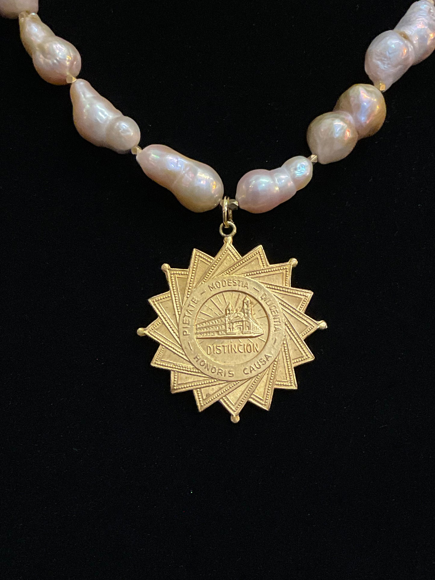 MADE - Pink Baroque Necklace with Medal