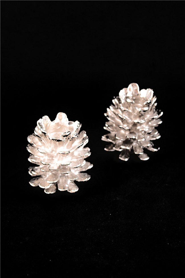 Pewter Pinecone Candleholders