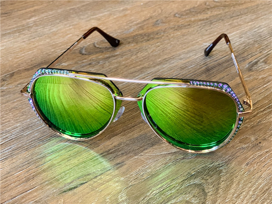 Crystal Embellished Aviator Sunglasses