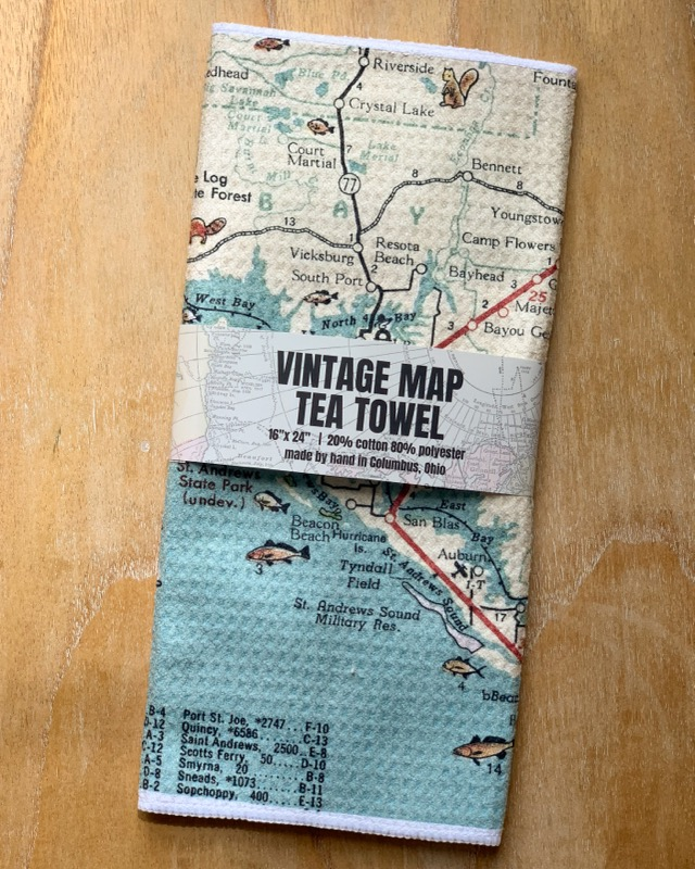 Vintage Panama City Map Tea Towel