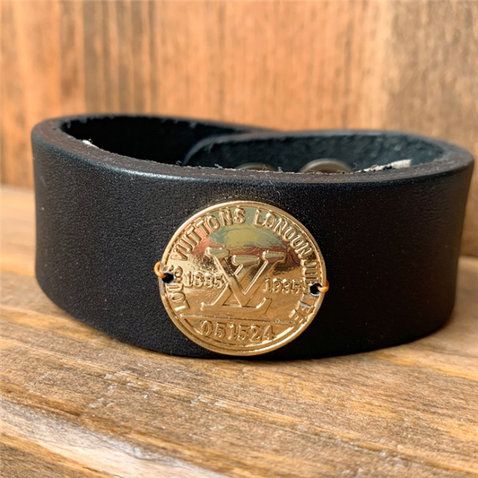 MADE- Black Leather LV Cuff