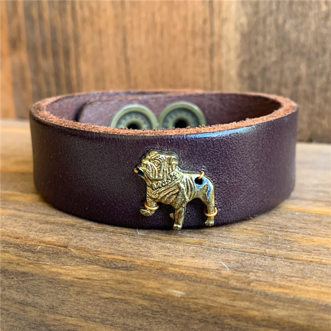 MADE - Brown Leather Cuff with Bulldog