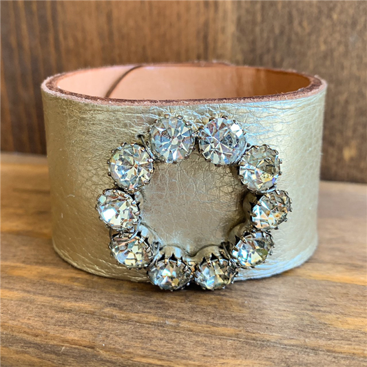 MADE - Gold Cuff with Rhinestone Pin