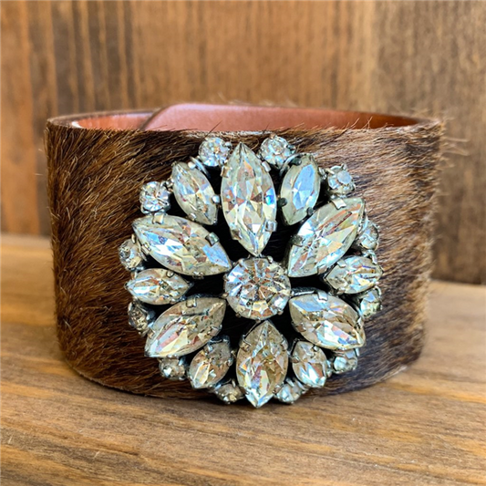 MADE- Brown Cuff with Crystal Brooch