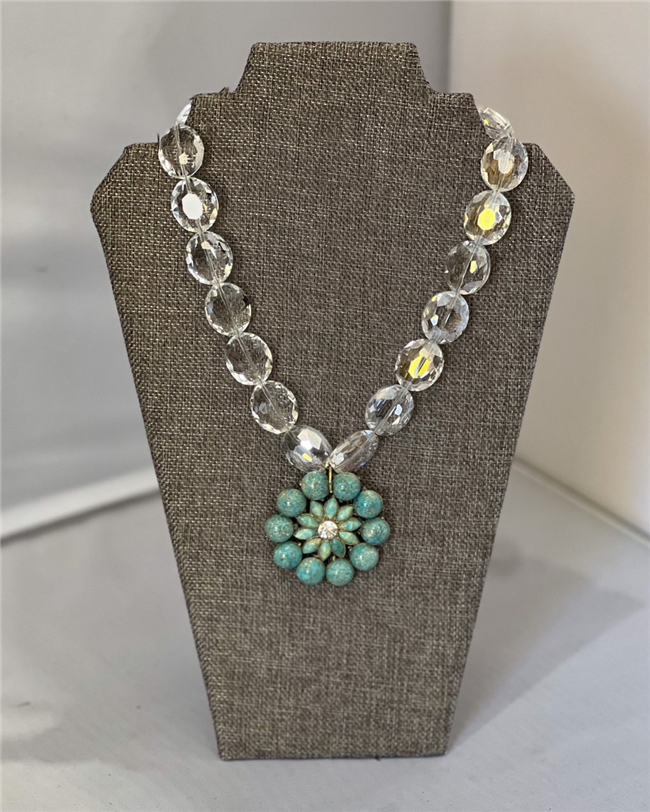 MADE- Glass Bead Turquoise Necklace