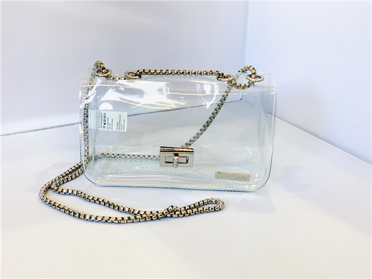 Clear Stadium Bag with Silver Chain