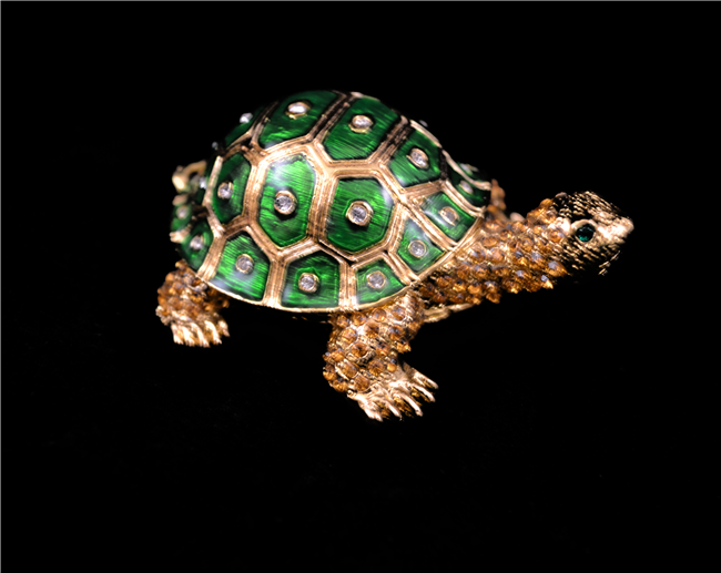 Green and Gold Turtle Trinket Box