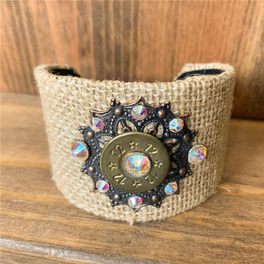 Burlap Bullet Cuff Bracelet