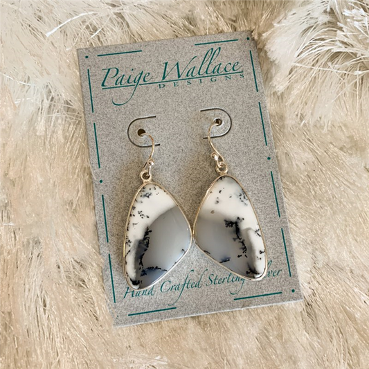 Dendritic Agate Freeform Earrings