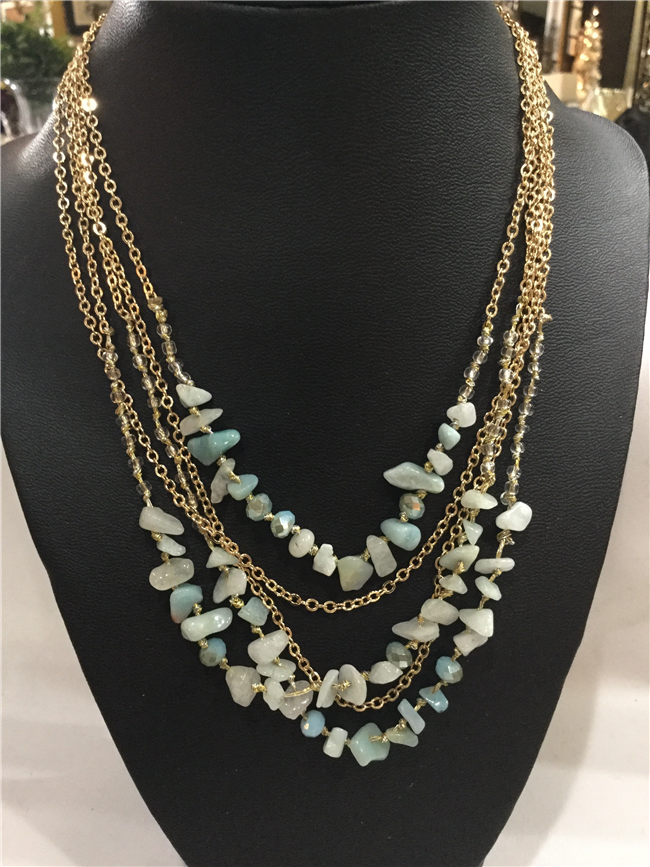 Multi Gold Chain with "Turquoise" Stones