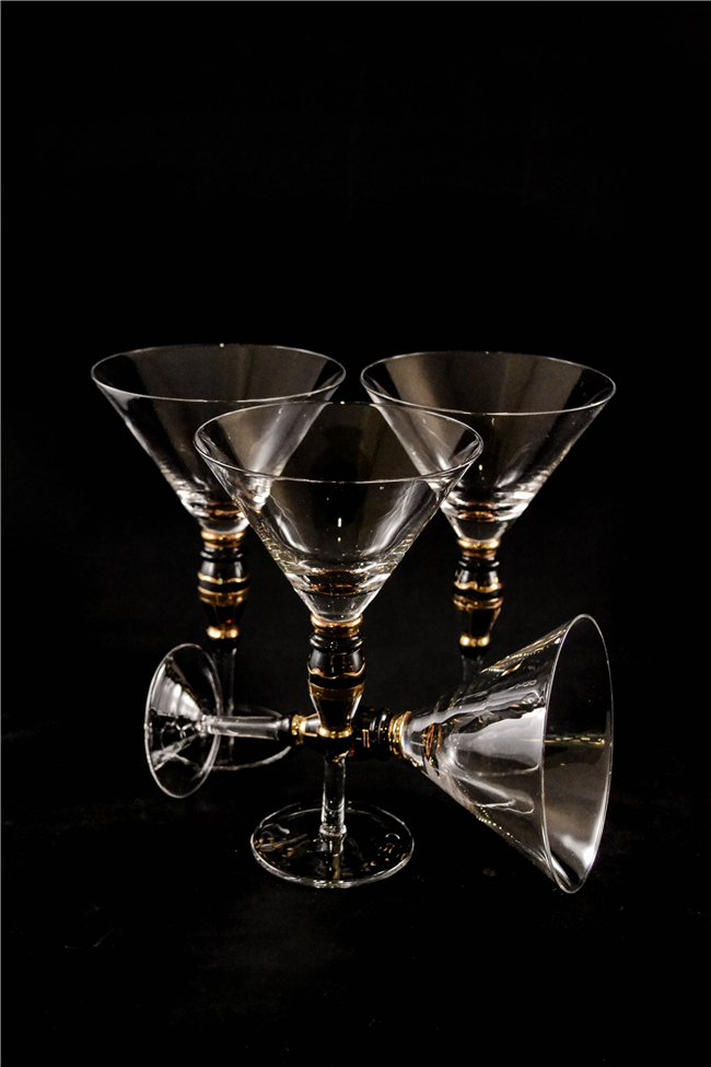 Black and Gold Design on Martini Glasses