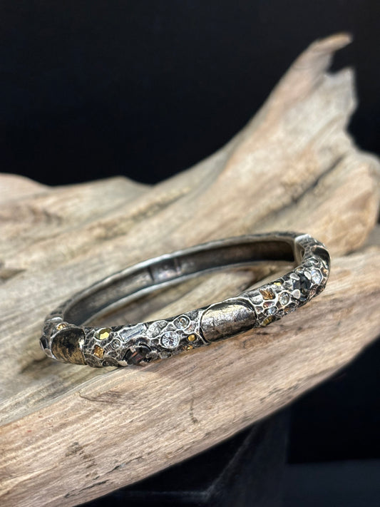 Stunning Mixed Metal and Crystal Bangle