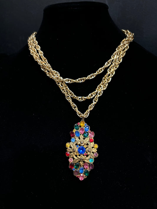 MADE - Multi-colored Brooch on Gold Chain