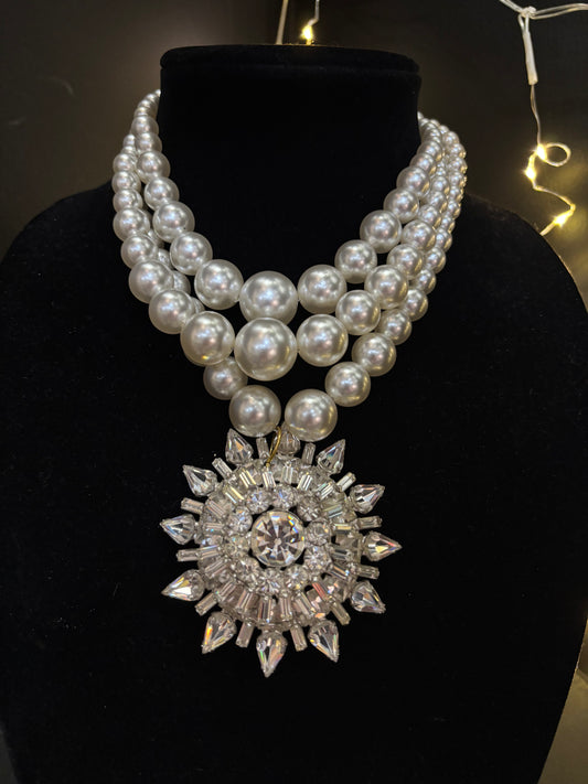 MADE - Multi Strand Pearl and Crystal Necklace