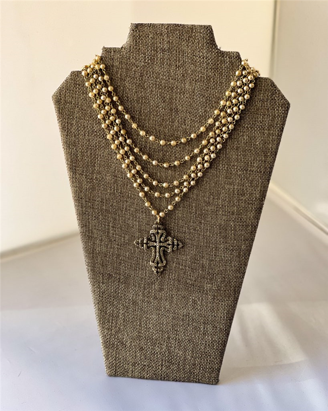 MADE- Cross with Tiny Pearls