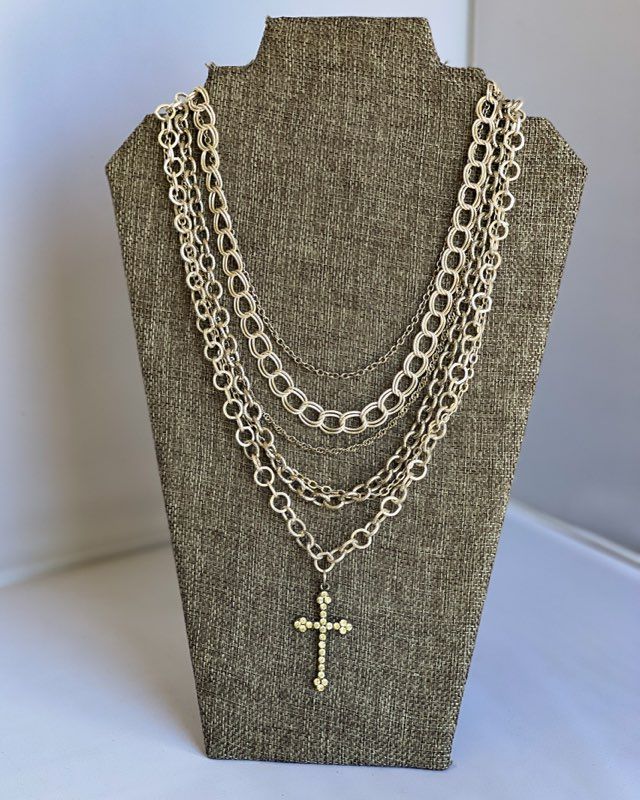 MADE- Silver Chains With Cross Neklace
