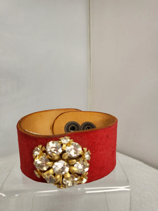 MADE- Red Velvet Crystal Cuff