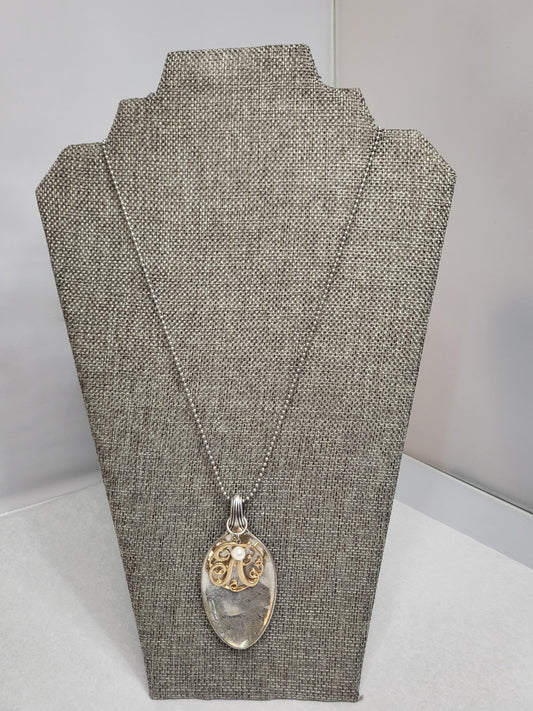 Spoon Necklace with Letter A